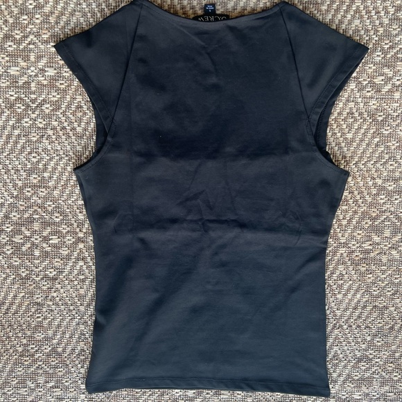 NWT J. Crew Squareneck cap-sleeve top in stretch cotton blend Black Size Small - Picture 3 of 3